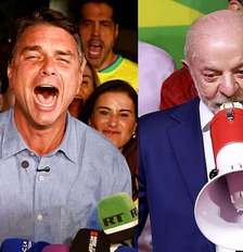 Os candidatos Flávio Bolsonaro (PL) e Lula (PT) após o primeiro turno Foto: Wilton Junior/Estadão e Daniel Teixeira/Estadão / Estadão