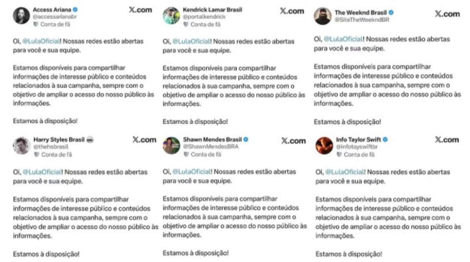 Fandoms "entregam" perfis à campanha de Lula.