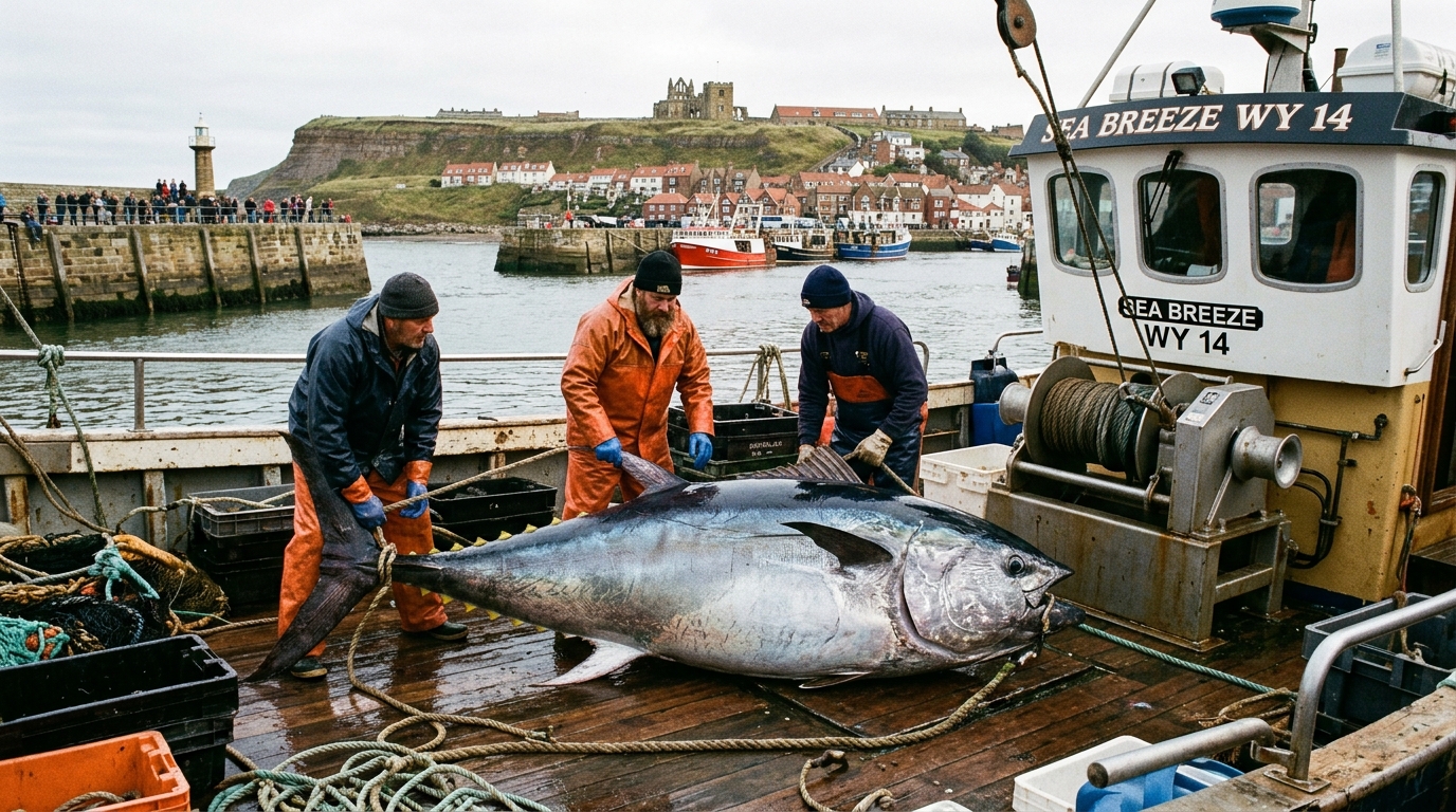 Depois de quase 90 anos sem aparecer, dois atuns-rabilhos foram pescados em dias seguidos na costa da Inglaterra: especialistas ligam a volta do peixe gigante à recuperação dos cardumes de arenque e ao aquecimento da água, e explicam o que o retorno de um predador diz sobre o mar inteiro