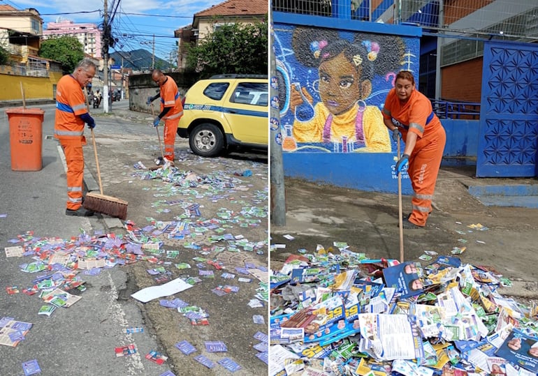Mais de 420 t de resíduos de material de propaganda eleitoral são removidos por garis no Rio