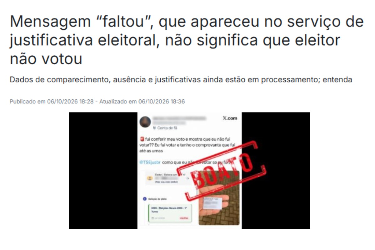 Falta no site do TSE para quem votou: é possível resolver? Entenda