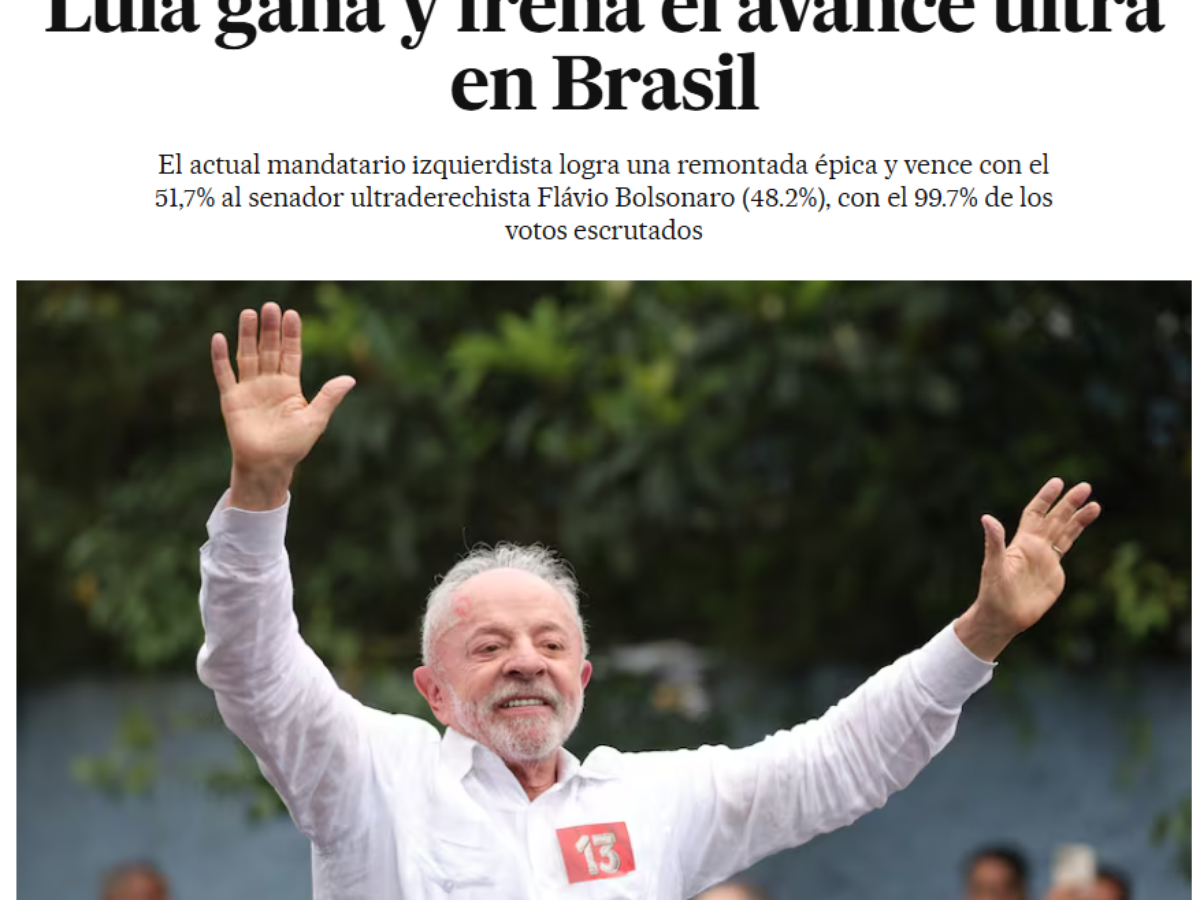 Virada inédita e freio à direita: vitória de Lula repercute pelo mundo